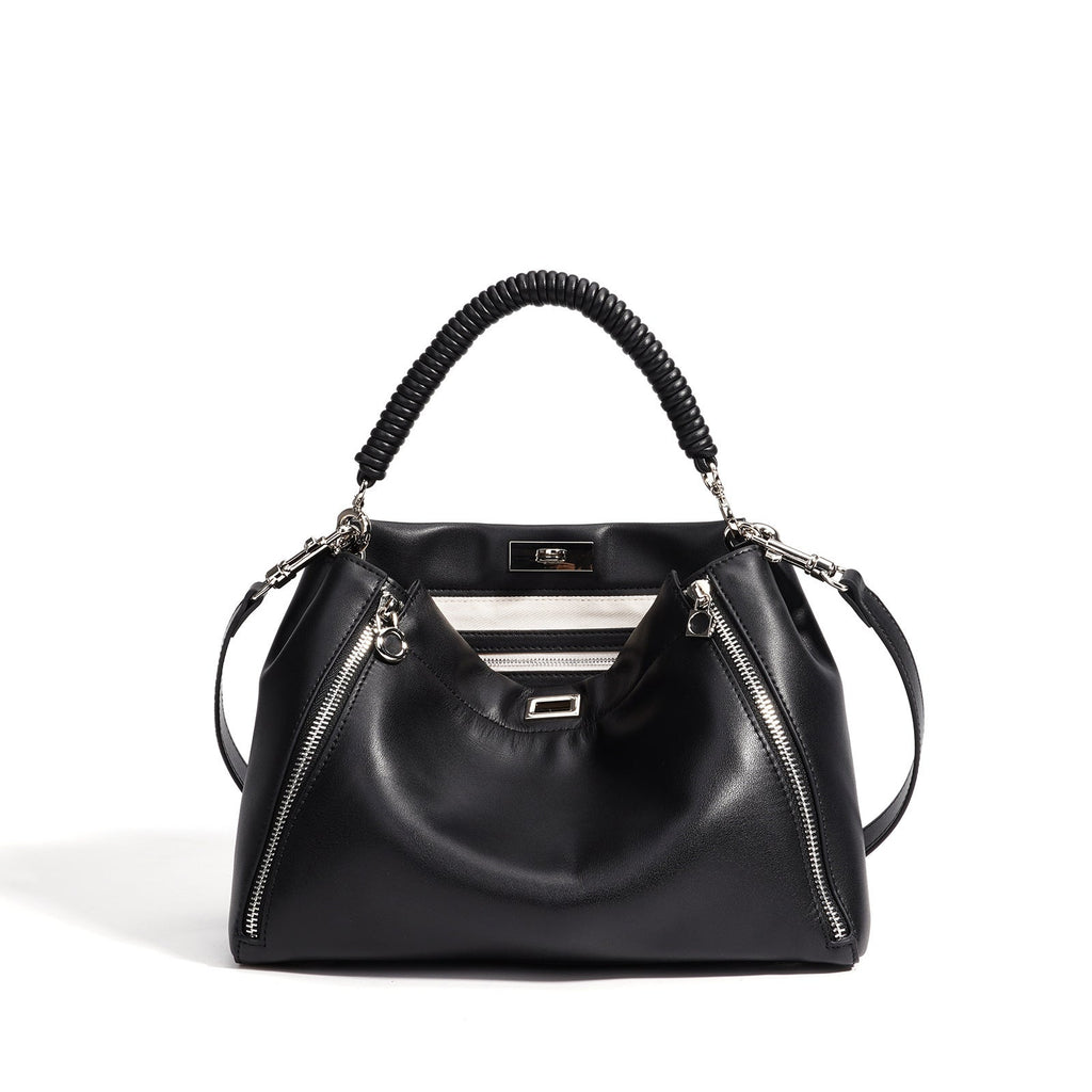 Women's Genuine Leather Cylindrical Crossbody Bag – Casual Everyday Shoulder Bag