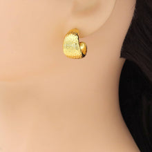 Load image into Gallery viewer, Hammered Gold Silver Gold Silver Huggie Earrings, Sku#A203