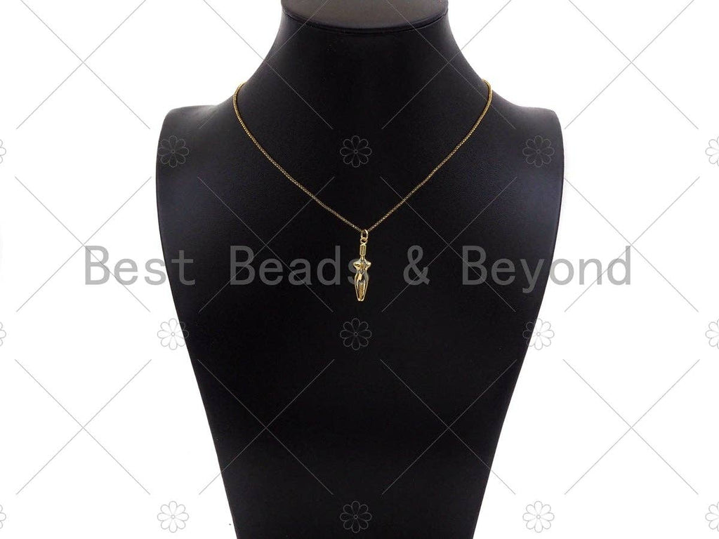18K Dainty Gold Female Body Pendant,Female Empowerment Charm, Necklace Bracelet Charm Pendant,8x27mm, Sku#LK267