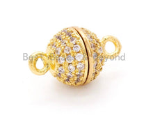 Load image into Gallery viewer, 8mm/10mm/12mm/14mm/16mm CZ Micro Pave  Strong Magnetic Round Clasp, Cubic Zirconia Magnetic Clasp, Gold Rose Gold Clasp, sku#H55