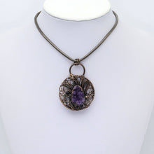 Load image into Gallery viewer, Natural Amethyst Copper Wired Flower Pendant, sku# YT45