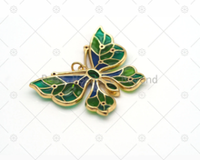 Load image into Gallery viewer, Colorful Enamel Butterfly Shape Pendant,18K Gold Filled Fuchsia CZ Micro Pave Butterfly Charm, Necklace Bracelet Charm Pendant, Sku#LK571