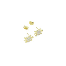 Load image into Gallery viewer, Gold Silver CZ Cute Turtle Stud Earrings, Sku#A296