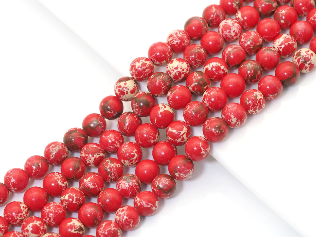 Red Imperial Jasper Round Smooth Beads, 8mm/10mm/12mm, Sku#U1454