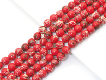 Load image into Gallery viewer, Red Imperial Jasper Round Smooth Beads, 8mm/10mm/12mm, Sku#U1454