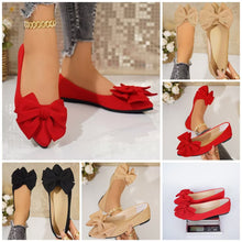 Load image into Gallery viewer, Women's Plus-Size Bow-Tie Slip-On Loafer Shoes | Pointed Toe, Low Heel, Cotton Upper