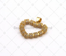 Load image into Gallery viewer, CZ Micro Pave Heart Frame Shape Pendant,18K Gold Filled Heart Charm, Necklace Bracelet Charm Pendant, 23x22mm, Sku#LK470