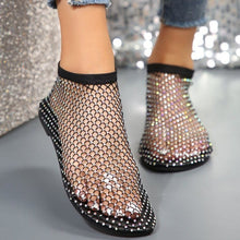 Load image into Gallery viewer, Women's Rhinestone Flat Sandals | Round Toe Mesh Summer Shoes