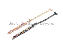 Load image into Gallery viewer, Sliding adjustable Rainbow CZ Bracelet, connector link findings,Sku#A97