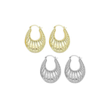Load image into Gallery viewer, Gold Silver Swirled Chunky Oval Statment Earrings, Sku#A232
