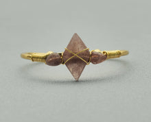 Load image into Gallery viewer, Natural Gemstone Wire Wrapped Gold Cuff Bracelet, SKU#LY26