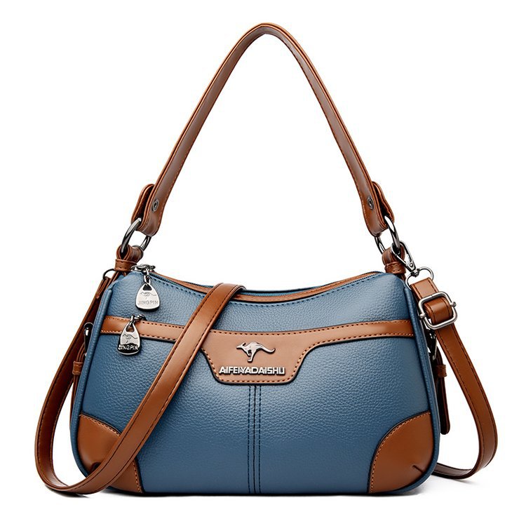 Retro Woven Shoulder Bag - Contrasting Color PU Leather Crossbody Bag for Women