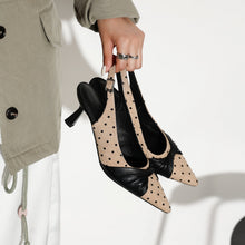 Load image into Gallery viewer, Women's Polka Dot Slingback Pumps | Pointed Toe Genuine Lambskin Heels