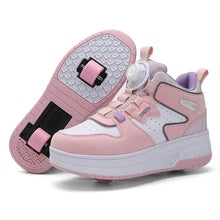 Load image into Gallery viewer, Kids Dual-Wheel Roller Skate Walking Shoes | Mesh-Panel Lace-Up Sneakers