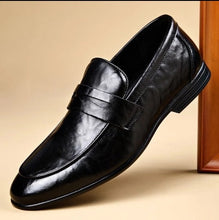 Load image into Gallery viewer, Men's Business Formal Leather Dress Shoes | Slip-On Oxford | Black &amp; Brown