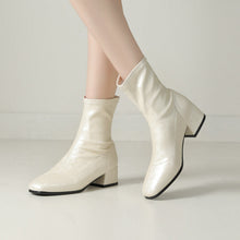 Load image into Gallery viewer, Women's Floral Embroidered Chunky Heel Booties | Retro Square Toe Slip-On Ankle Boots