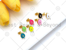 Load image into Gallery viewer, CZ Enamel Teardrop Shape Earrings, Sku#O68C