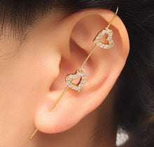 Load image into Gallery viewer, CZ Heart Long Spike Earrings, Sku#LD231