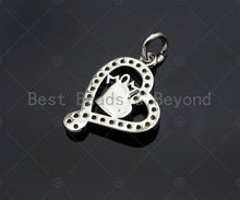 Load image into Gallery viewer, CZ Micro Pave Pink Enamel Mom Heart Shape Pendant, Sku#L500