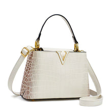 Load image into Gallery viewer, Minimalist Crocodile Pattern Tote Bag - Women's PU Leather Handbag with Zipper Compartment