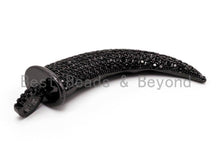 Load image into Gallery viewer, Black CZ Pave On Black Micro Pave Horn Charm Beads, Horn Beads,12x32mm, sku#F386