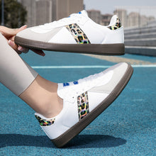 Load image into Gallery viewer, Women's Leopard Print Lace-Up Casual Sneakers | Color-Block Low-Top Flat Shoes