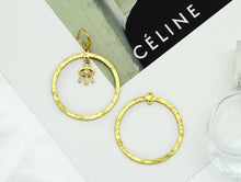 Load image into Gallery viewer, CZ Evil Eye On Round Ring Large Hoop Earrings, Sku#B182