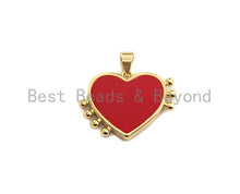 Load image into Gallery viewer, Enamel Colorful Heart With Tentacle Pendant,CZ Micro Pave Oil Drop pendant,Enamel pendant,Enamel Jewelry,24x18mm,sku#F973