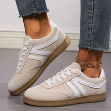 Load image into Gallery viewer, Women's Lace-Up Round Toe Flat Sneakers - PU Leather Casual Slip-On Walking Shoes