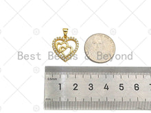 Load image into Gallery viewer, CZ Micro Pave Double Heart On Heart Shape Pendant,18K Dainty Gold Charm, Necklace Bracelet Charm Pendant,18x19mm,Sku#JL37