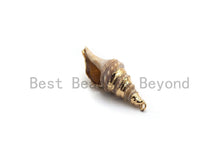 Load image into Gallery viewer, Gold plated Conch Shell Pendant, Shell Jewelry, Beach Jewelry, Necklace Pendant,16x49mm Shell Pendant/Charm,sku#V35