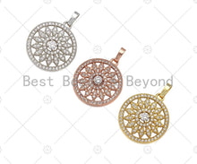 Load image into Gallery viewer, CZ Micro Pave Sunflower On Round Ring Pendant,Cubic Zirconia SKU#B130