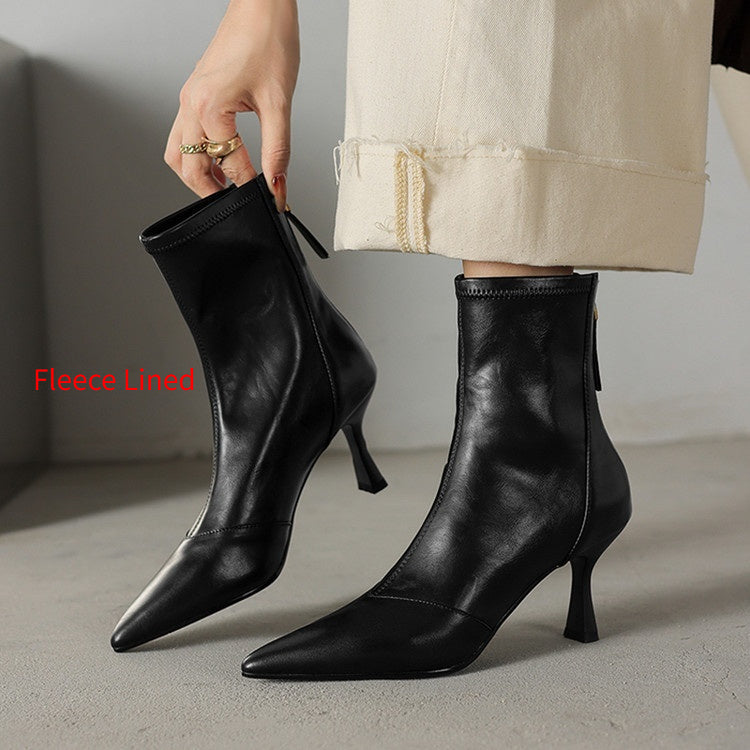 Cowhide Stiletto Ankle Boots