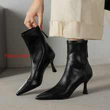 Load image into Gallery viewer, Cowhide Stiletto Ankle Boots