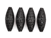 Load image into Gallery viewer, Black CZ Pave On Black Micro Pave Long Oval Spacer Beads with Black Crystal for Bracelet/Necklace, Cubic Zirconia Beads, 28x10mm, sku#N44