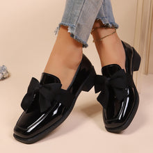 Load image into Gallery viewer, Elegant Black Bow Flats - Square Toe Slip-On Dress Shoes for Women