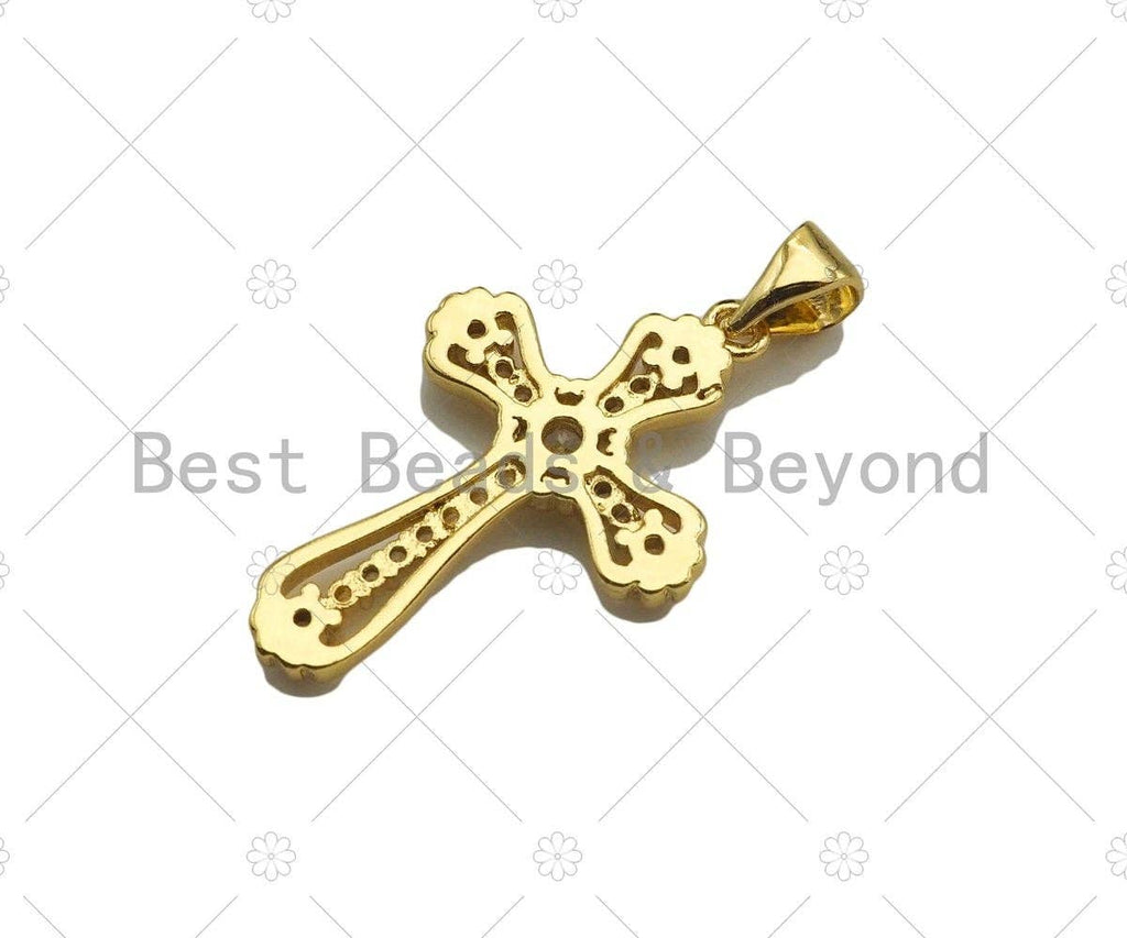 CZ Micro Pave Cross Shape Pendan,18K Dainty Gold Charm, Necklace Bracelet Charm Pendant,16x25mm,Sku#JL34