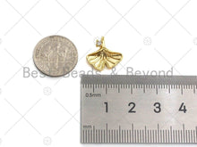 Load image into Gallery viewer, 18K Gold Ginkgo Biloba Leaf Shape Pendant, Leaf Charm, Leaf Pave Pendant, Gold plated, 15mm, Sku#LK28