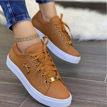 Load image into Gallery viewer, Women's Breathable Lace-Up Flat Sneakers | Patent PU Round-Toe Shoes