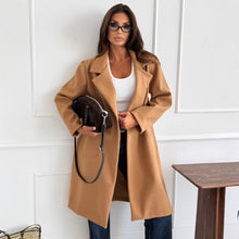 Load image into Gallery viewer, Autumn And Winter Fashion Simple Solid Color Long Sleeve Single-breasted Wool Coat