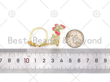 Load image into Gallery viewer, CZ Enamel Butterfly Shape Adjustable Ring, Sku#X272