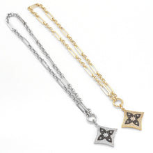 Load image into Gallery viewer, Mixed Paperclip Link Chain with Rhombus Clover necklace