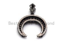 Load image into Gallery viewer, Black CZ Pave On Black Micro Pave Horn Charm Beads, Micro Paved Horn Pendant,19x19mm, sku#B97