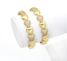 Load image into Gallery viewer, CZ Gold Puffy Heart Bracelet, Sku#LD362