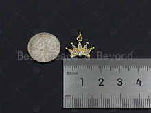 Load image into Gallery viewer, 18K Gold Micro CZ Pave Crown Pendant, Gold Crown Charm,  Crown Beads, Jewelry Findings, 16x13mm,sku#LK38