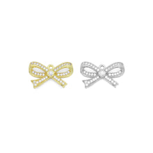 Load image into Gallery viewer, Clear CZ Gold Silver Bow Charm Pendant, Sku#A314