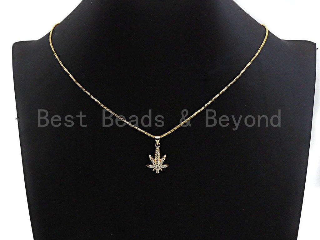 CZ Micro Pave Maple Leaf Flower Shaped Pendant/Charm, Cubic Zirconia Pendant Charm,14x21mm,sku#F915