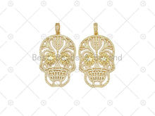 Load image into Gallery viewer, CZ Micro Pave Hollow Out Skull Shape Pendant, Sku#L635