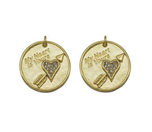 Load image into Gallery viewer, CZ Arrow Heart On Round Coin Charm, Sku#LK644