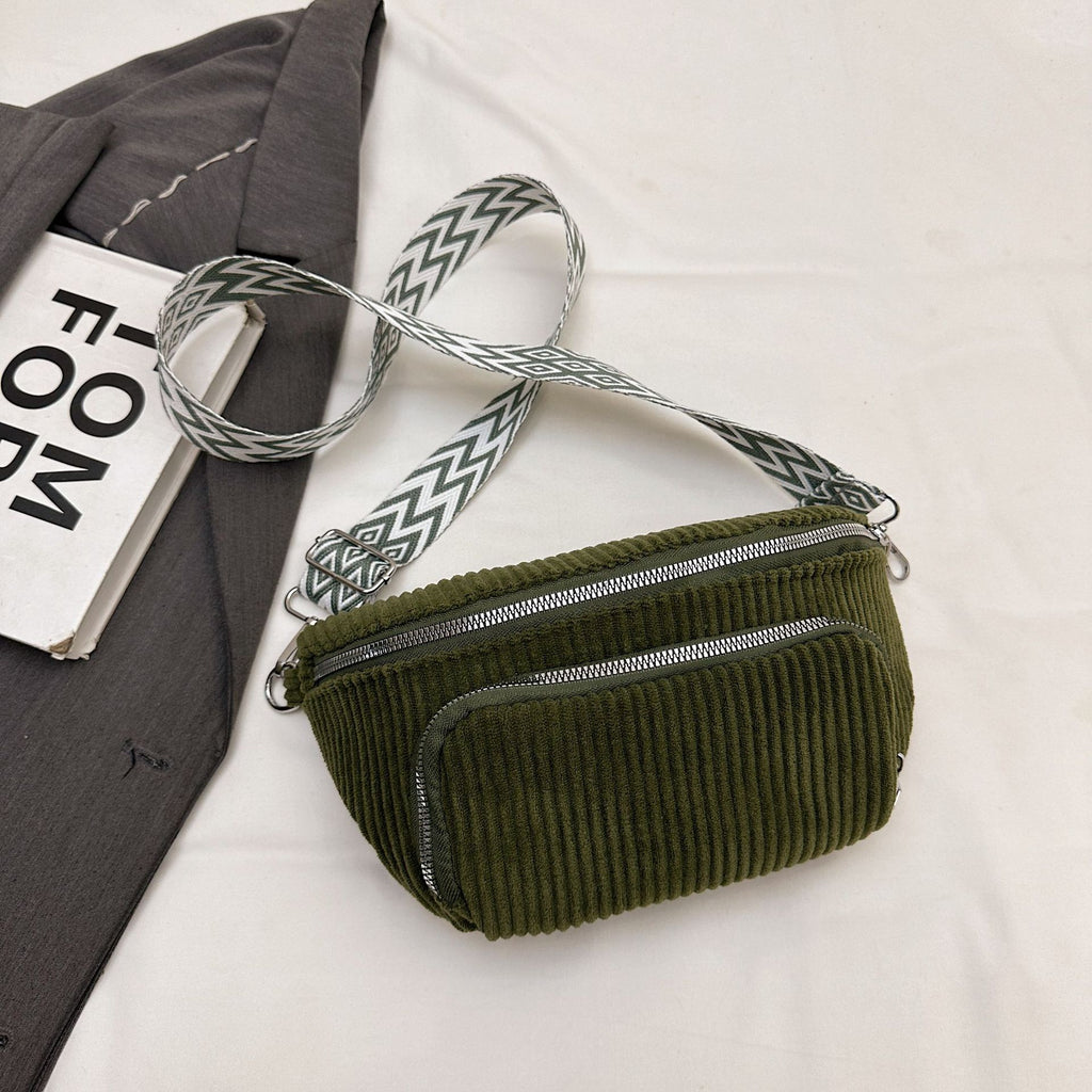 Corduroy Crossbody Bag for Women - Lightweight Minimalist Streetwear Style